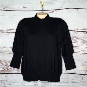 Modcloth NWT Size XL Black Wool Blend Puff Sleeve Turtleneck Sweater Top